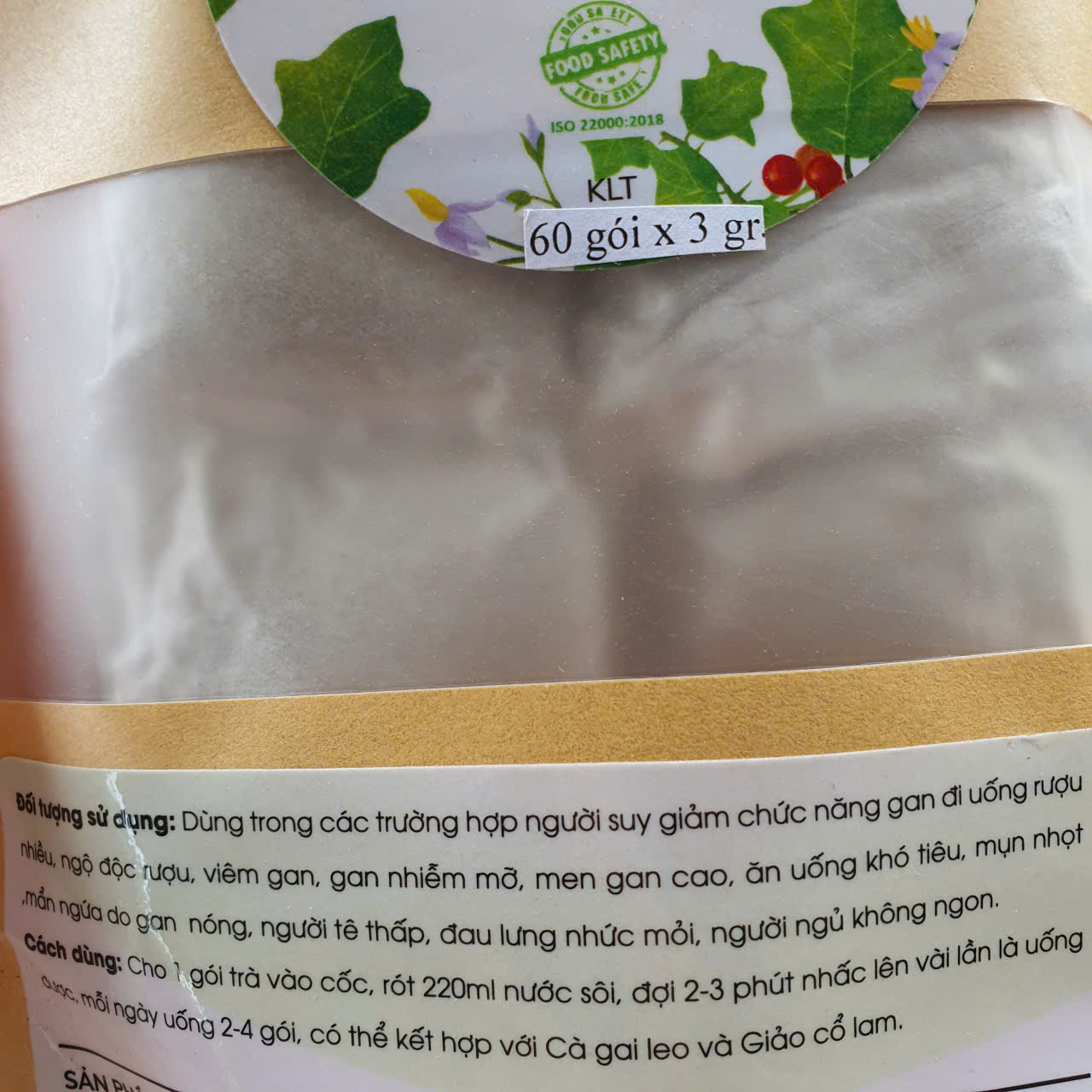 Túi 60 gói trà túi lọc Cà Gai Leo Hòa Bình-Tốt cho gan