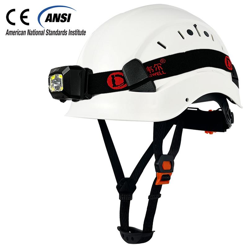 Construction Safety Helmet With Led Head Light CE EN397 ABS Hard Hat Light Weight ANSI Industrial Work At Night Head Protection