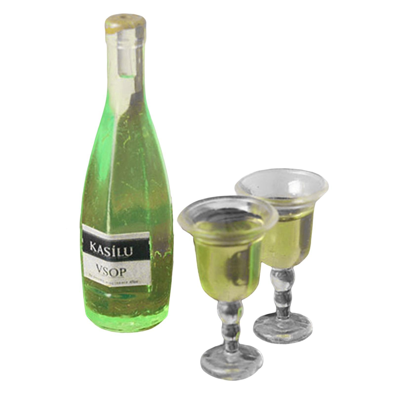 1/12 Scale Dollhouse Miniature  Bottle with  Cups for Dining Room