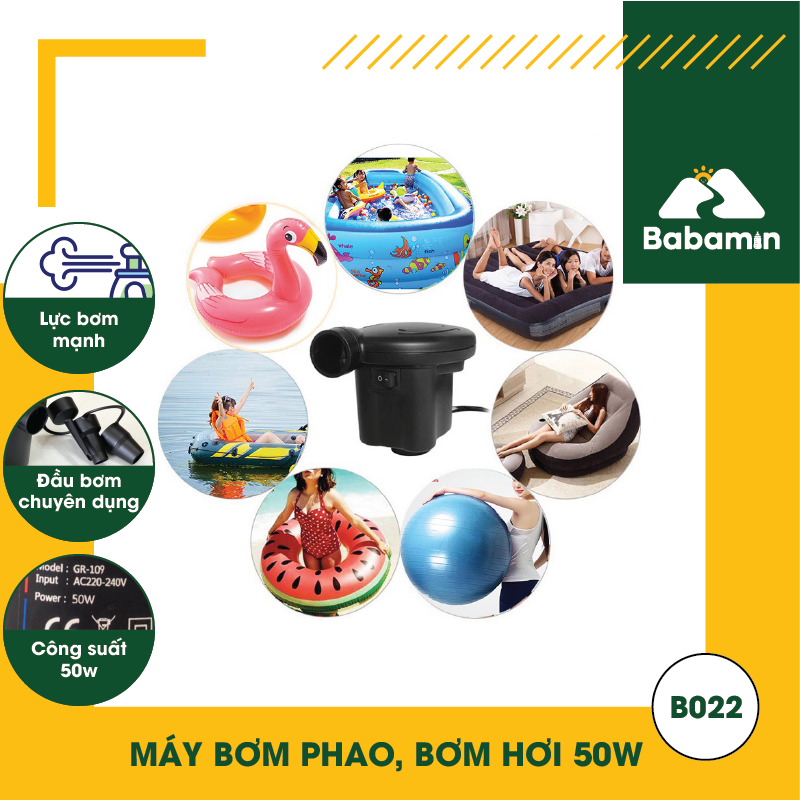 Máy Bơm Phao, Bơm Hơi 50W, 03 Đầu Bơm Chuyên Dụng - Babamin - B022