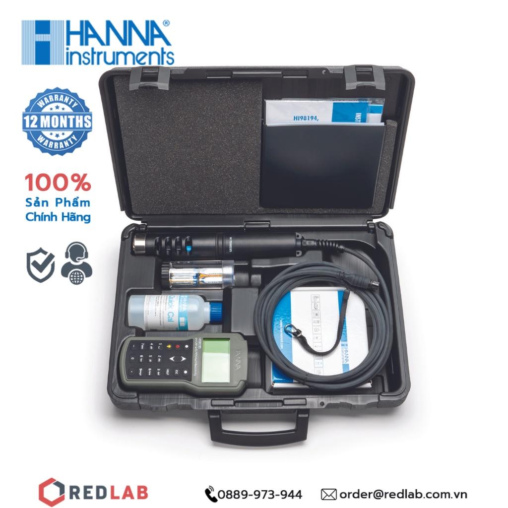 Máy đo TDS/Độ Mặn/Trở Kháng/Áp Suất/Nhiệt Độ/pH/ORP/EC Hanna HI98195 bảo hành 12 tháng