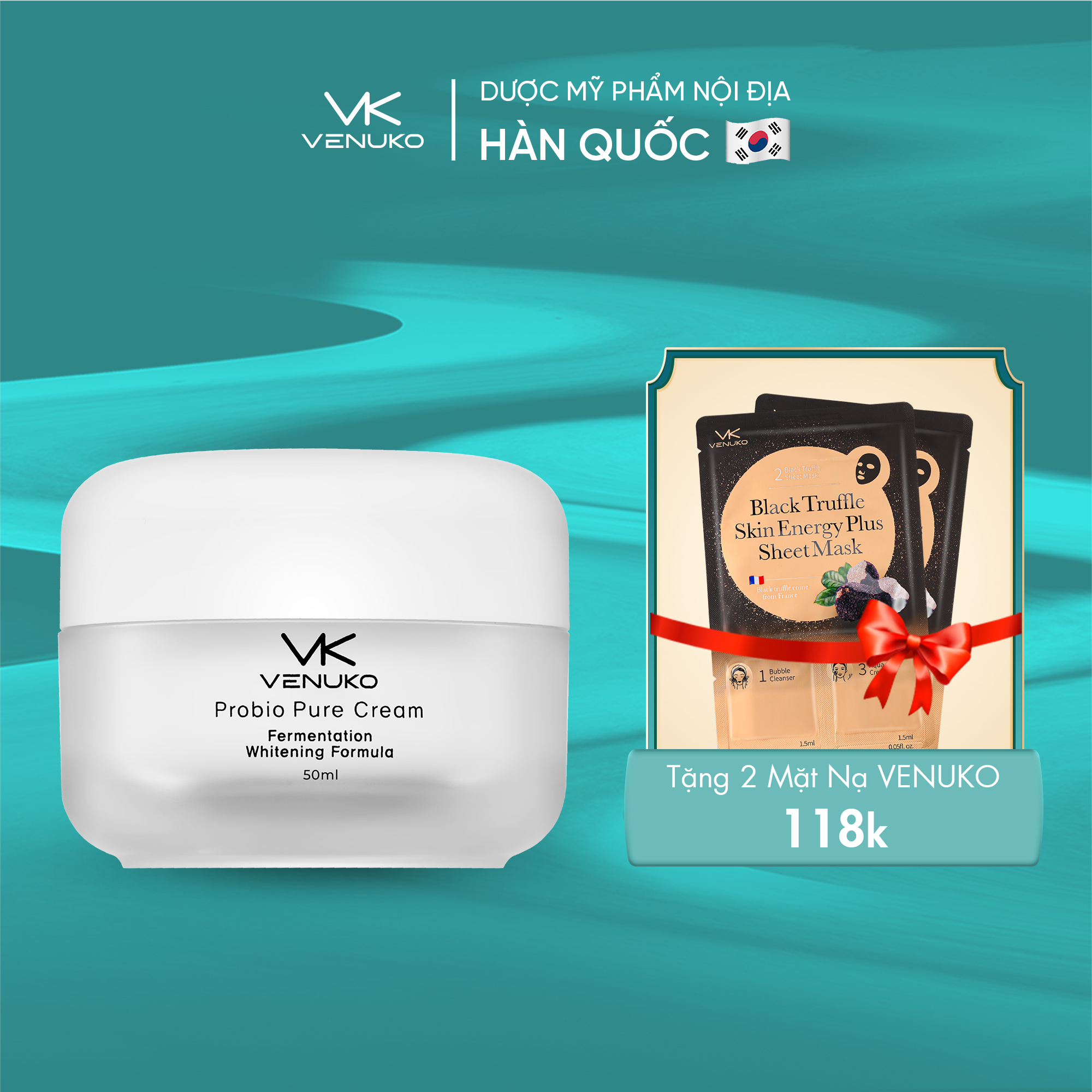 Kem bổ sung dinh dưỡng cho da Venuko Probio Pure Cream 50ml