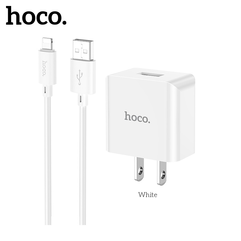 Bộ sạc điện thoại cho Iphone và Android hoco. C106 cổng USB sạc nhanh 2.1A dây dài 1M, dòng điện ổn định an toàn bảo vệ máy - Hàng Chính Hãng