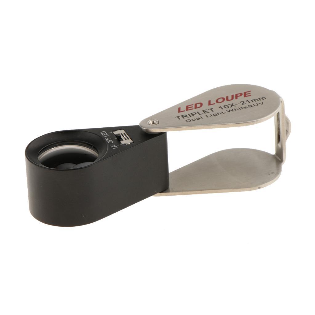 Glass Lens Jewelry  LED Light Magnification  Black 10X