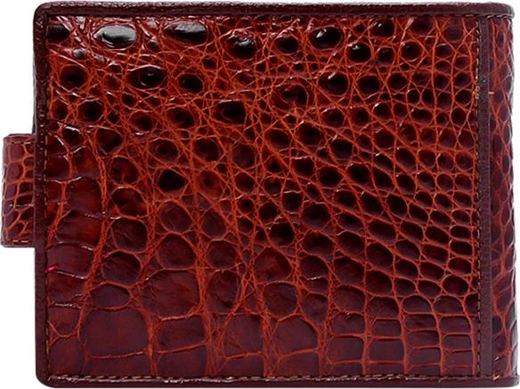Ví Nam Da Cá Sấu Nút Bấm Huy Hoàng HT2217 (12.5 x 10 cm) - Nâu Đỏ
