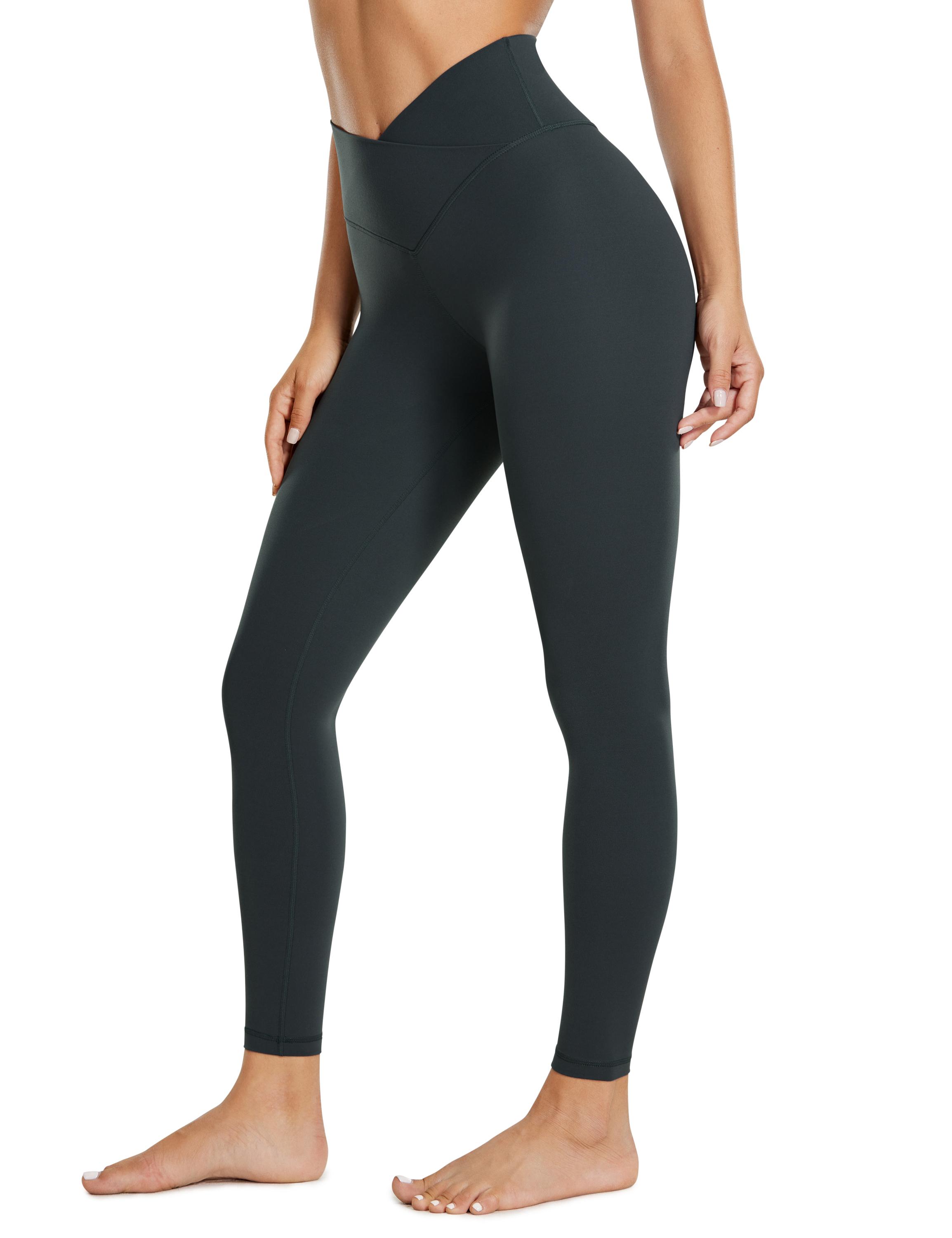 CRZ Yoga Women Butterluxe Cross Eo Workout Quần legging 25 inch - V crossover cao eo phòng tập thể dục thể thao quần legging Color: Black01 Size: US L