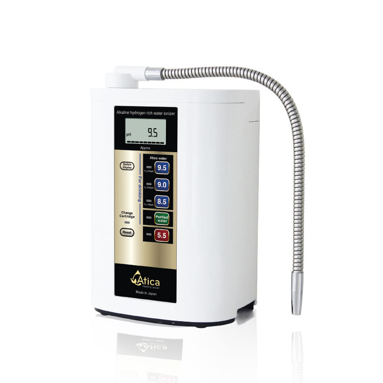 Máy lọc nước ion kiềm giàu hydro Atica Eco - Hàng chính hãng sản xuất bởi tập đoàn Hitachi Maxell Nhật Bản sử dụng công nghệ điện phân 2 lần làm giàu hydro trong nước tốt cho sức khỏe