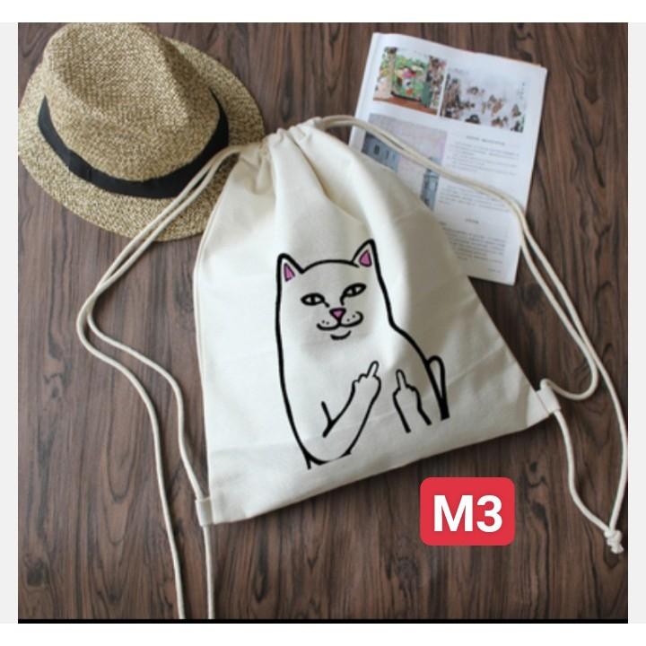 Balo dây rút các hình siêu cute kích thước 50 × 37, chất vải canvan dày , đựng sách vở tài liệu siêu cute 50