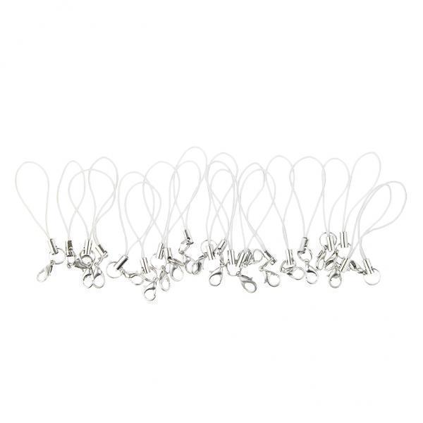 3-5pack 20pcs DIY Mobile Cellphone Keychain Lanyard Charms DIY Rope White