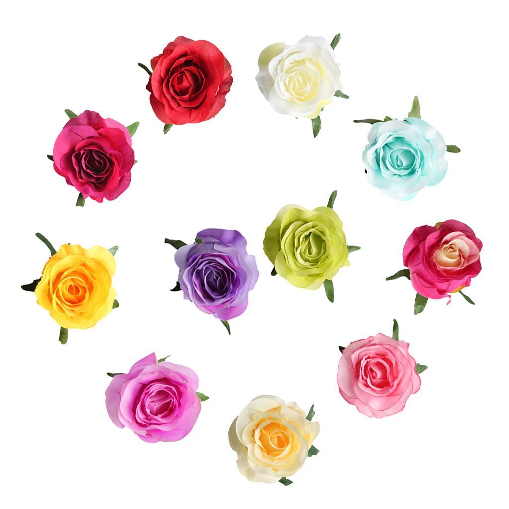 2X 10pcs Artificial Silk Rose Flower Head DIY Bouquet Wedding Decor Multi
