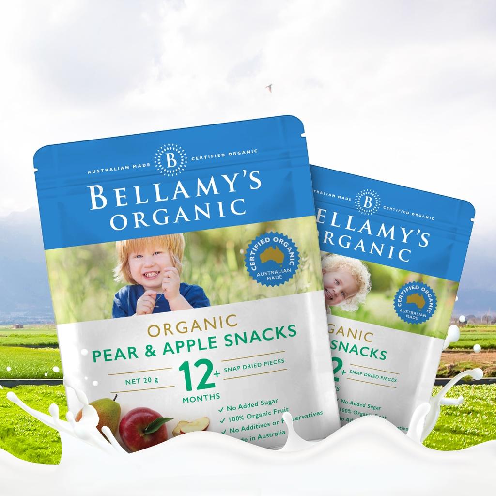 Snacks Lê Và Táo Sấy Hữu Cơ Bellamy's Organic