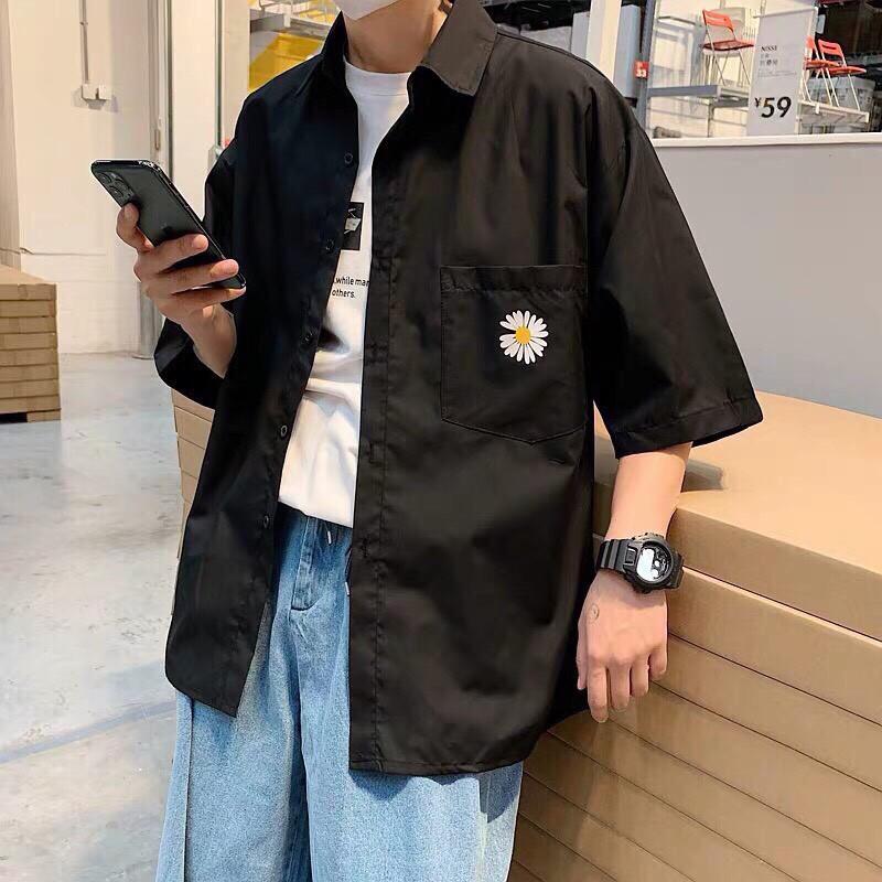 Sơ mi thêu túi hoa cúc