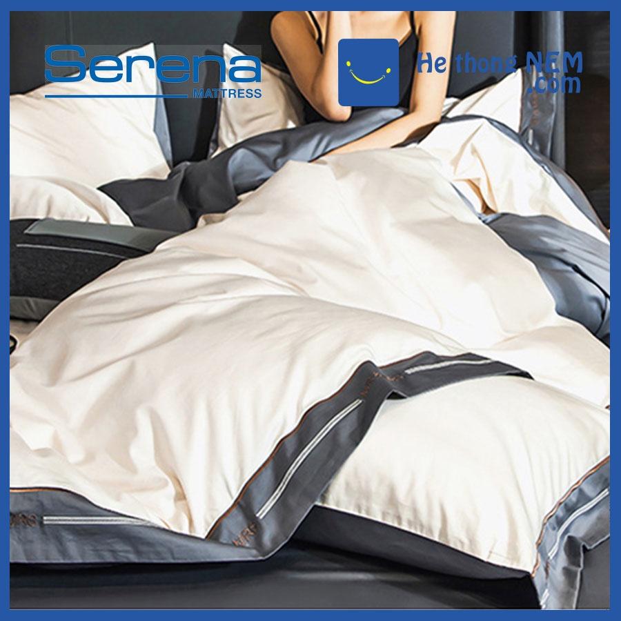 Bộ Chăn Ga Gối Đệm 5 Món Lụa Satin SERENA Set Ga Drap Trải Giường Cao Cấp - Hệ Thống Nệm