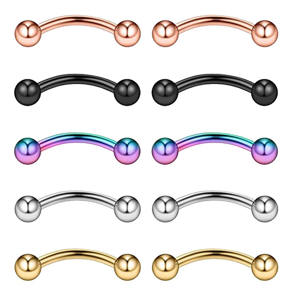 2x10 Pieces 16G Stainless Steel Balls Eyebrow Ear Lip Navel Ring Piercing 8mm