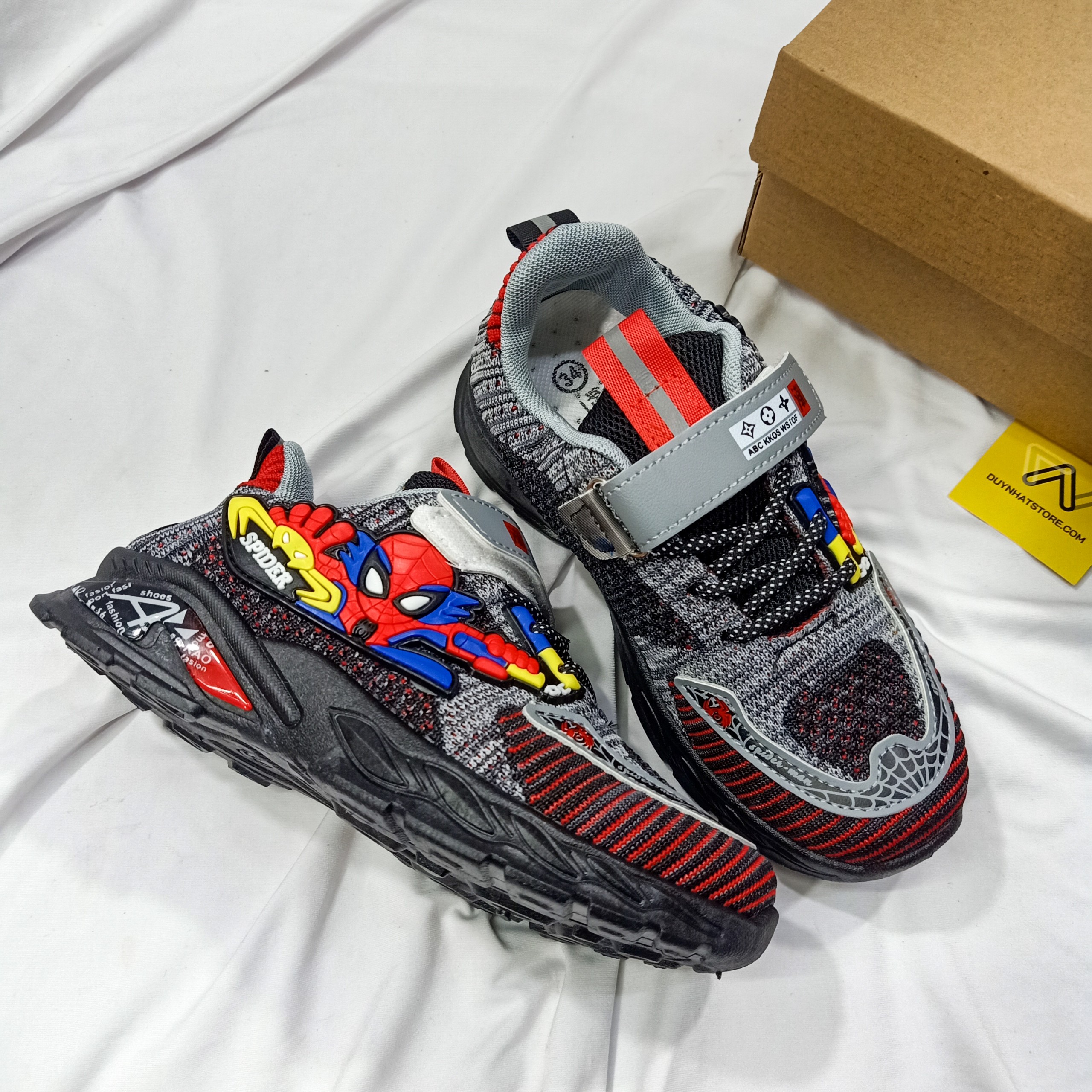 Giày Thể Thao Em Bé Trai Siêu Nhân Nhện Spider Man Màu Đen Duy Nhật Store Sang Uzzang Đẹp Êm Sneaker Bata Trend Size Lớn