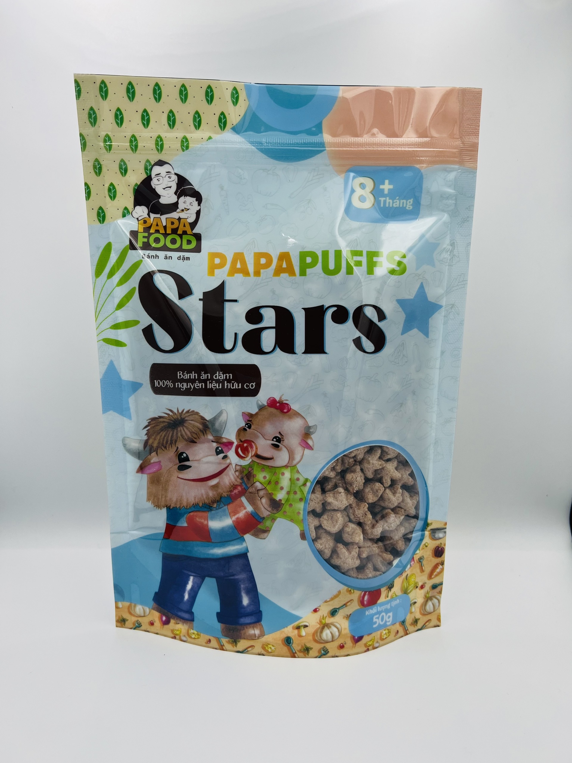 Bánh Ăn Dặm PAPAFOOD PAPAPUFFS STARS - 100% Nguyên Liệu Hữu Cơ