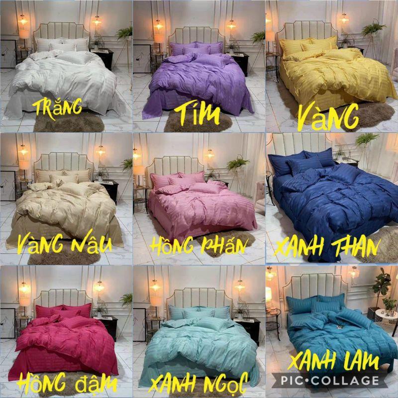 Bộ chăn ga Cotton Kẻ 3F. Chăn ga khách sạn