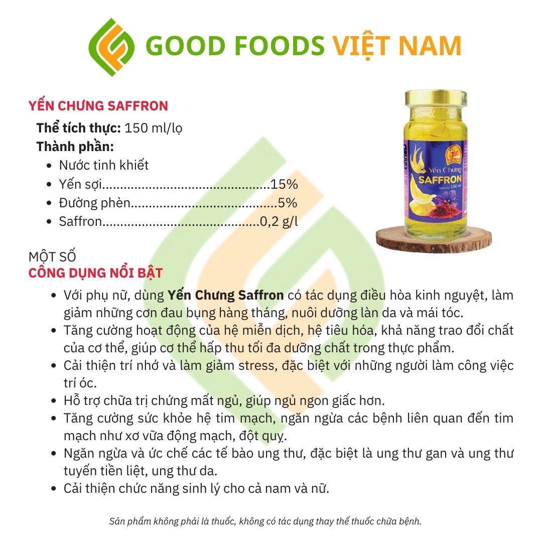 Yến Chưng Saffron Good Foods Việt Nam 150ml