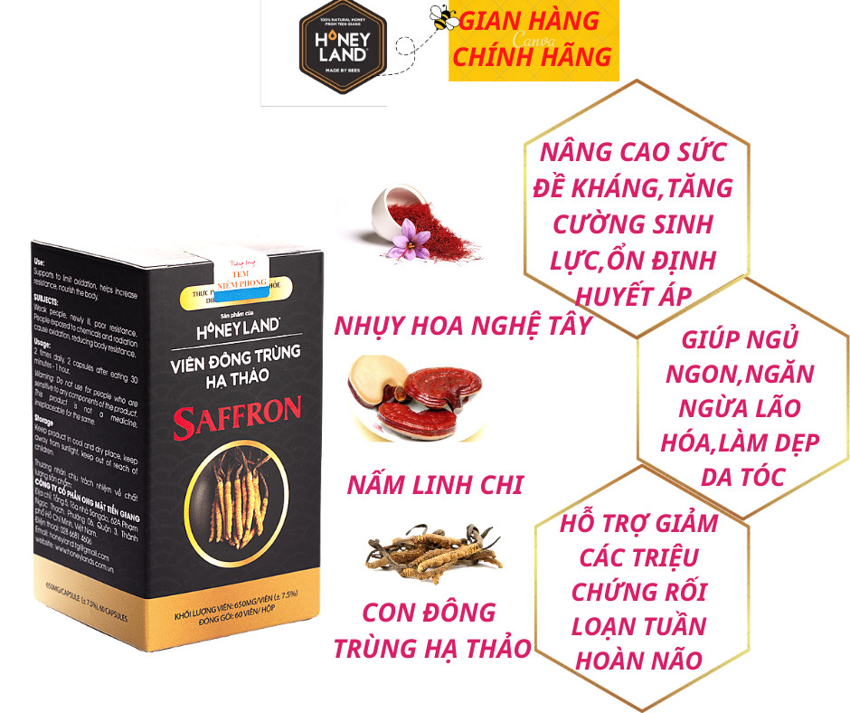 Hình ảnh VIÊN ĐÔNG TRÙNG HẠ THẢO SAFFRON 60 VIÊN