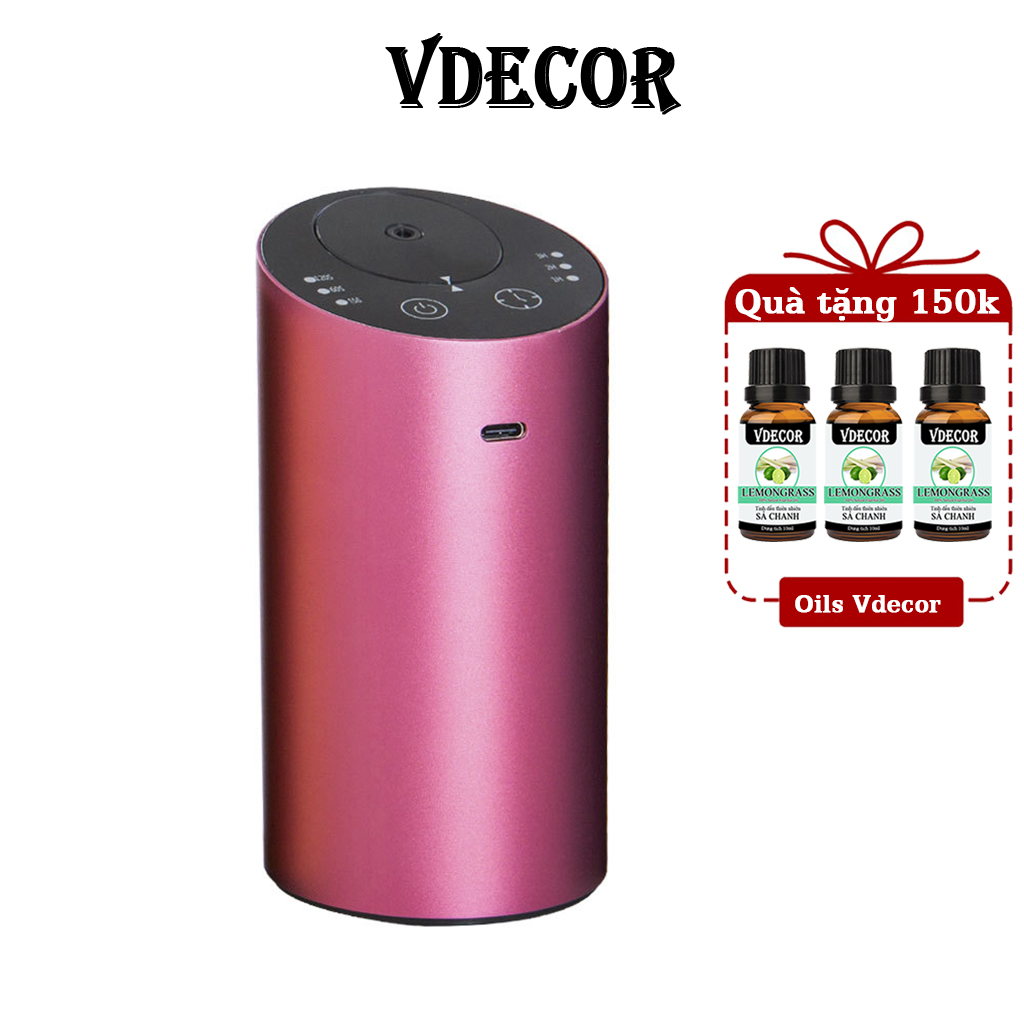 [Hàng cao cấp] Máy xông tinh dầu trực tiếp Vdecor Vát không dùng nước Pin 2000mAH - Dùng trên ô tô, bàn làm việc, quà tặng sếp