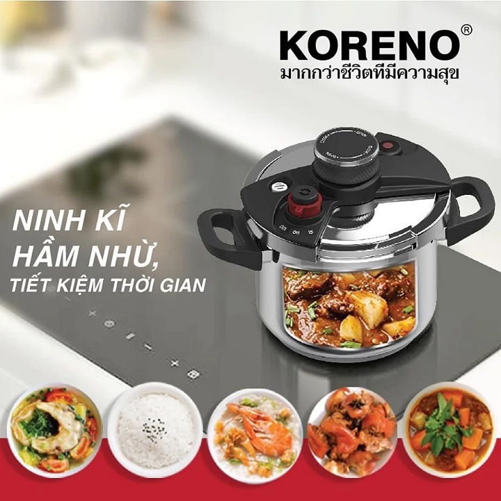 Nồi áp suất Inox 7L Koreno nấu bếp từ bếp ga thiết kế hiện đại an toàn