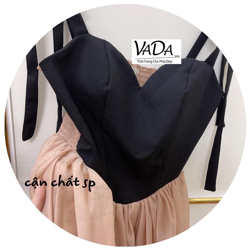 Đầm váy dáng dài midi 2 dây Có cúp ngực cut Viền TRÁI TIM siêu hot - Thời Trang VADA