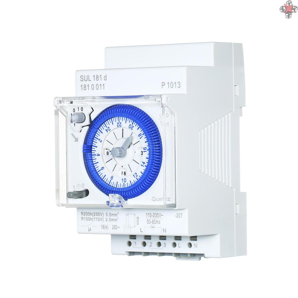 SUL181d 24-Hour Mechanical Timer 30-Minute Intervals Time Switch Relay Electrical Programmable Timer 24 hour Din Rail Timer Switch with 96 Times Off or On Time Set