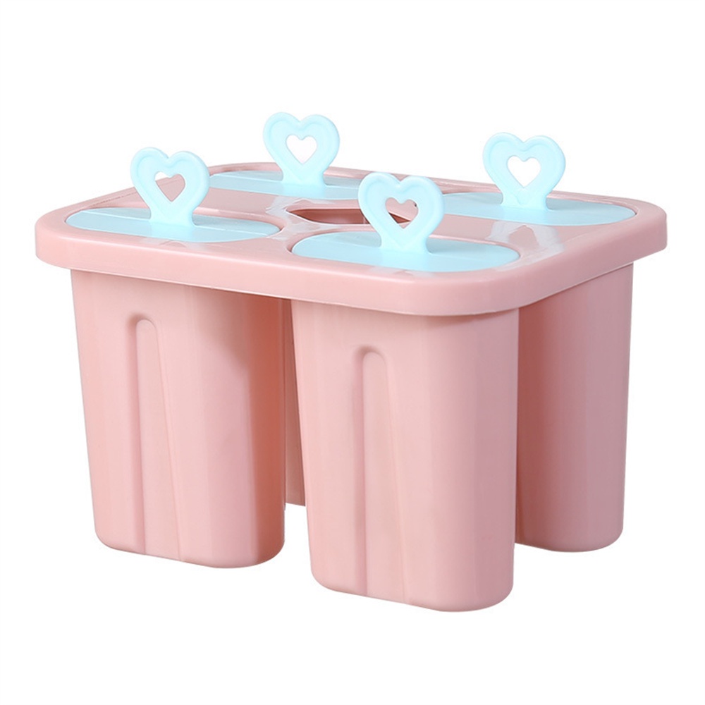 Bộ Khuôn Làm Kem 4 Cây Hình Trái Tim Tự Làm Ở Nhà Cho Bé Siêu Cute, Đáng yêu