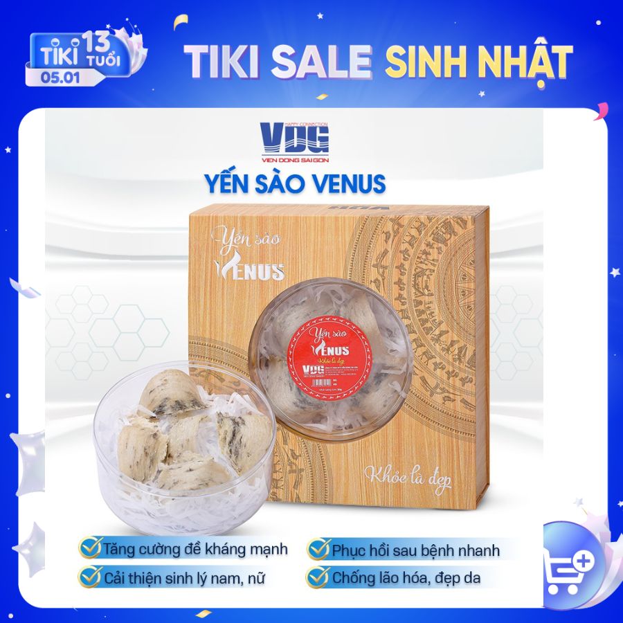 Yến sào tinh chế Venus (tổ yến sạch lông) - Tặng kèm đông trùng hạ thảo, đường phèn, táo đỏ - Quà tặng cao cấp