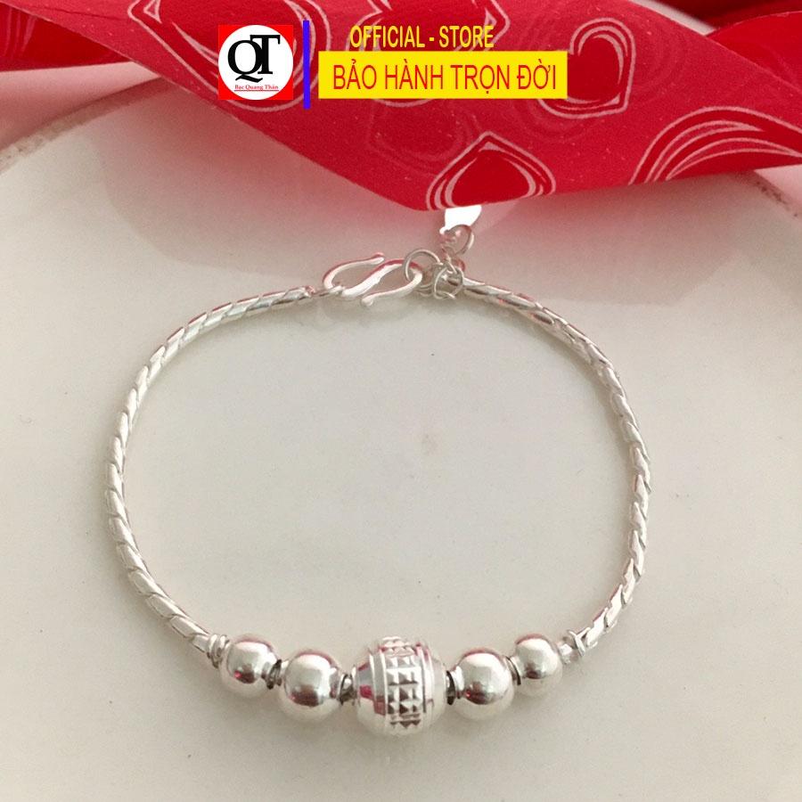 Vòng tay bi trẻ con Bạc Quang Thản cho bé từ 1- 7 tuổi chất liệu bạc ta - QTVTEM24