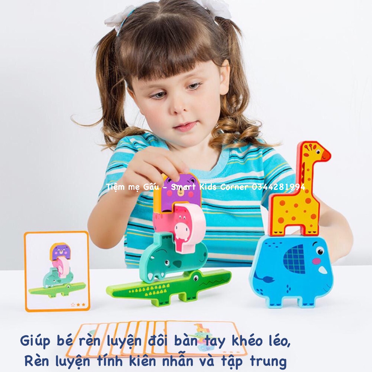 ĐỒ CHƠI MONTESSORI BẰNG GỖ XẾP HÌNH THĂNG BẰNG MẪU ĐỘNG VẬT DỄ THƯƠNG STACKING ANIMAL TOYS GIÚP BÉ RÈN LUYỆN SỰ KIÊN TRÌ