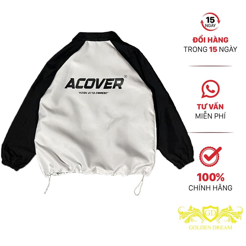 Áo Khoác Dù Jacket ACOVER đen phối trắng - form rộng unisex GOLDEN DREAM 399