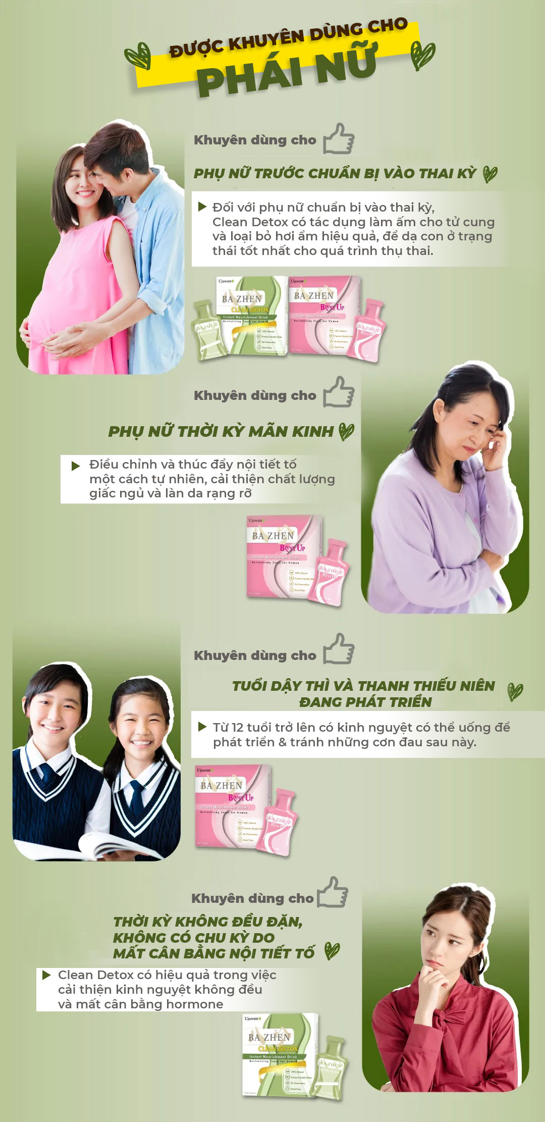 Nước Uống Thảo Mộc Giảm Đau Bụng Kinh Hiệu Quả, Ba Zhen Ujuwon Đài Loan, Detox Thanh Lọc Cơ Thể, Cải Thiện Làn Da, Hỗ Trợ Giảm Cân