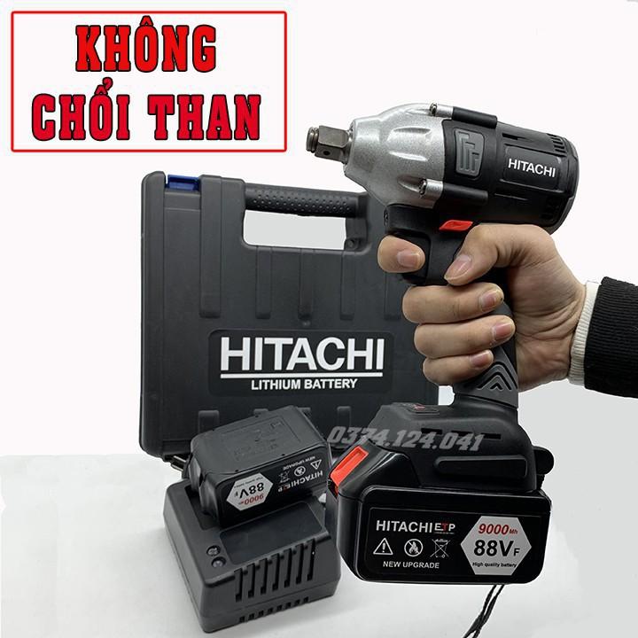 Máy Siết Bulong HITACHI 88V - TẶNG 5 Đầu Khẩu - Không Chổi Than Đầu rỗng Bắt vít Khoan - Pin 10 Cell - Made in Malaysia