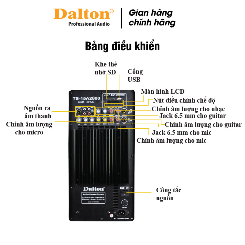 Loa kéo điện Dalton TS-15A2800 - Hàng chính hãng
