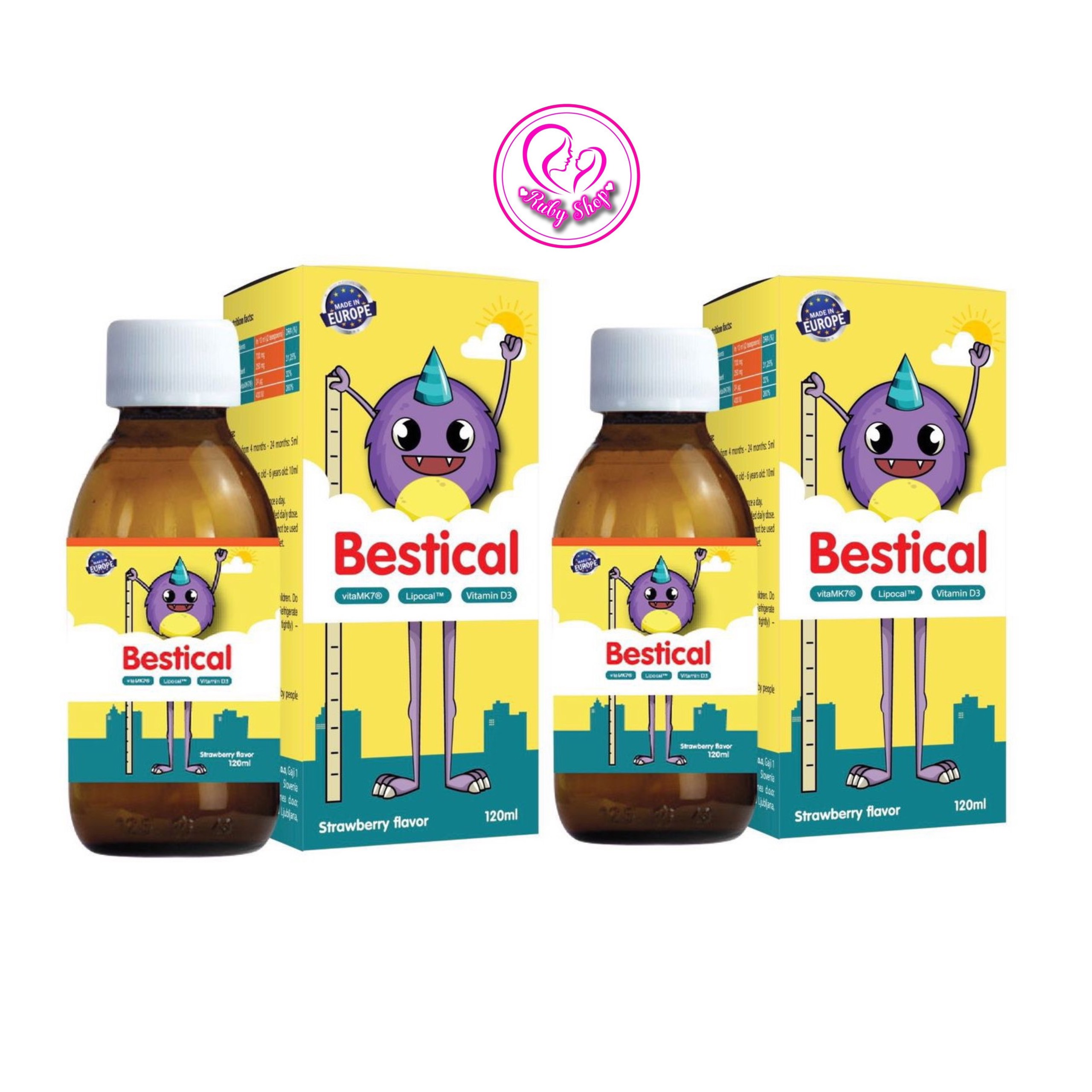 Combo 2 chai Bestical canxi sinh học 120ml nhập khẩu Châu Âu - Hỗ trợ bé cao lớn vượt trội