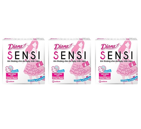 Combo 3 gói Băng vệ sinh Diana Sensi Siêu Mỏng Cánh