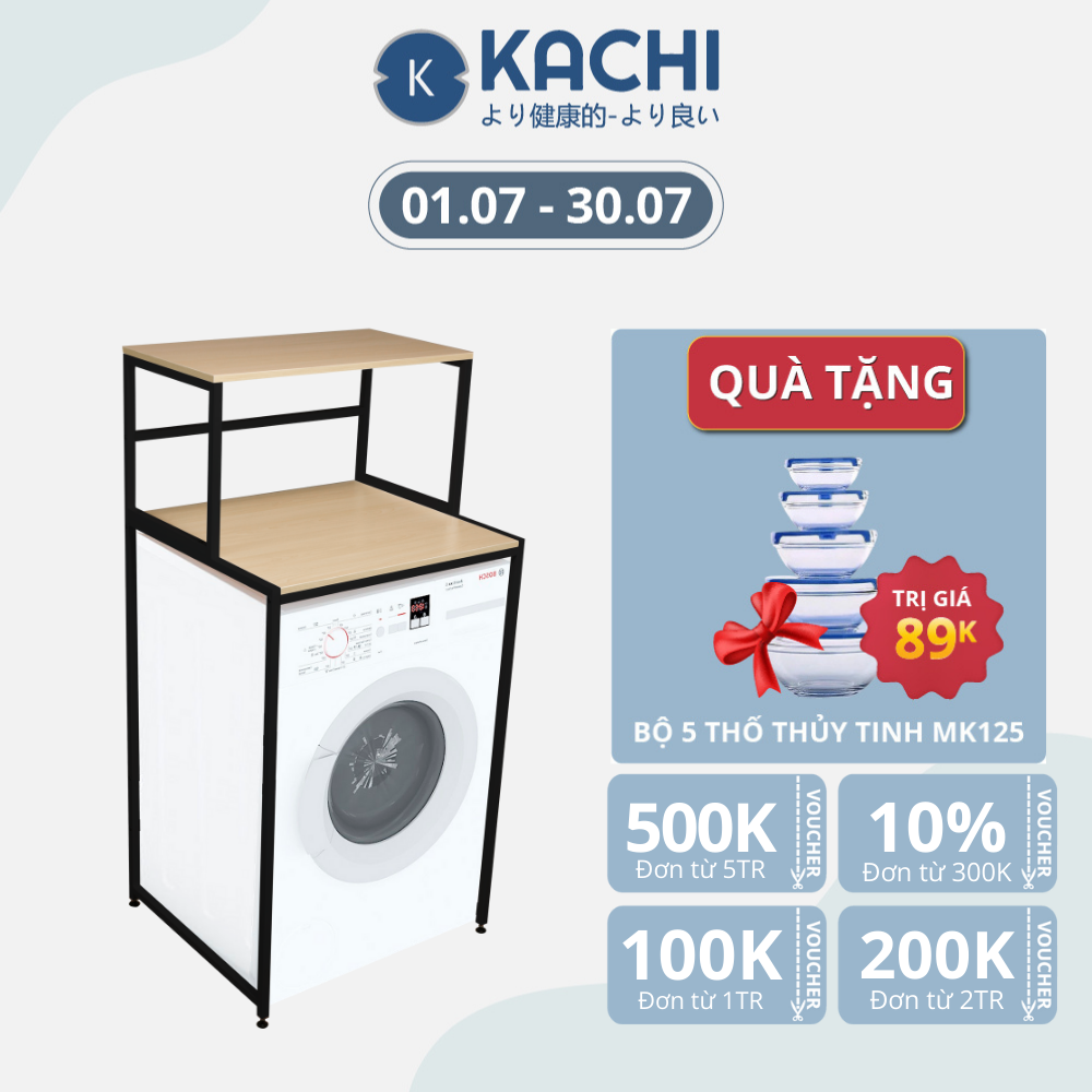 Kệ máy giặt mặt gỗ chân sắt Kachi MK287 - Hàng chính hãng