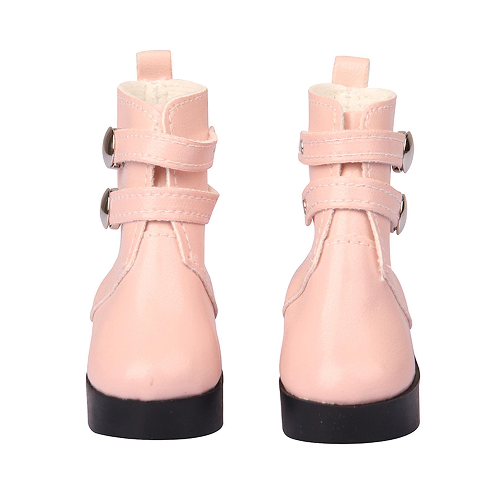Handmade Doll PU leather Boots Shoes for 18" Inch American Doll Accs Pink