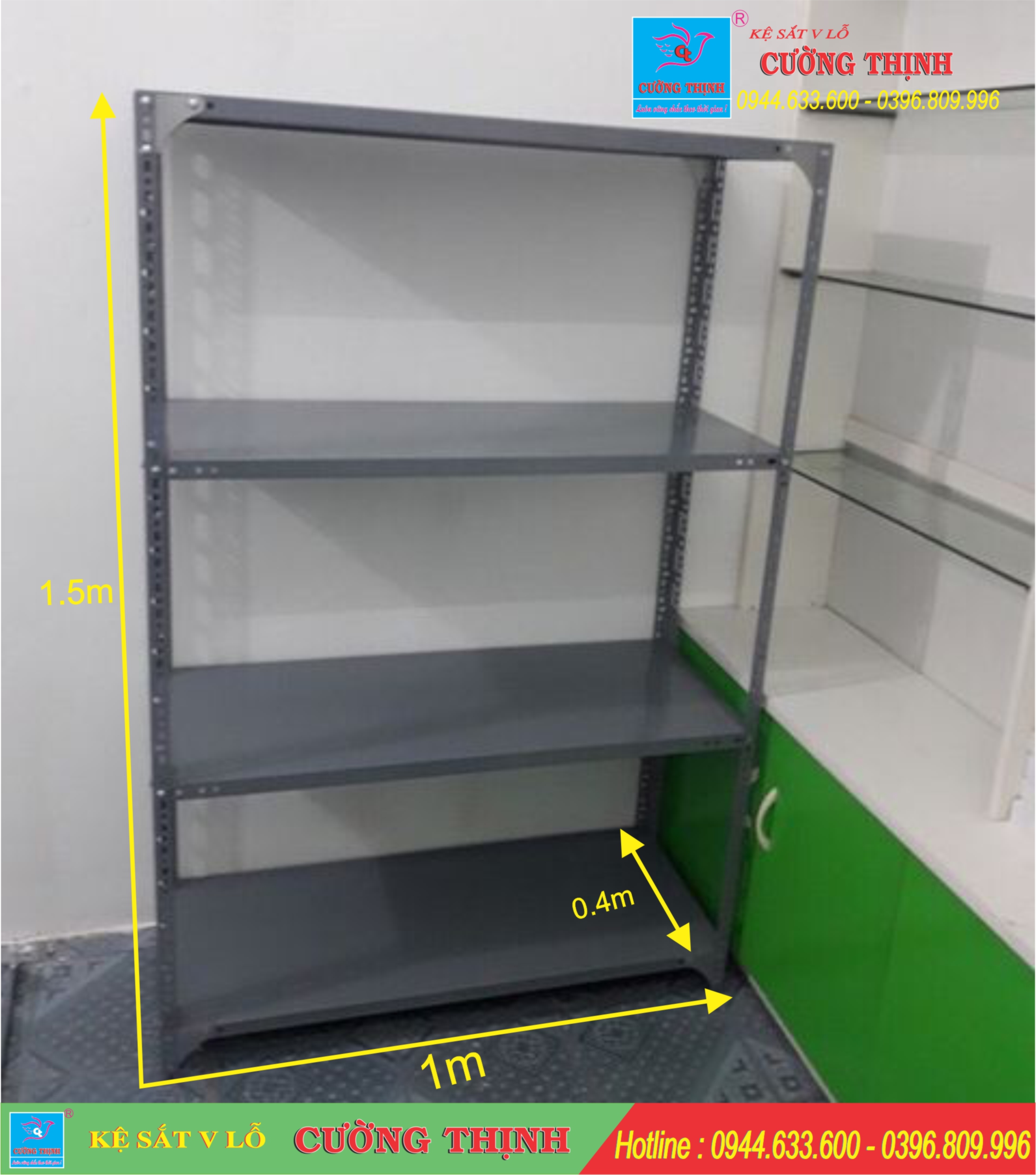 Kệ sắt V lỗ | cao 1m5, ngang 1m , rộng40cm - Kệ sắt Cường Thịnh