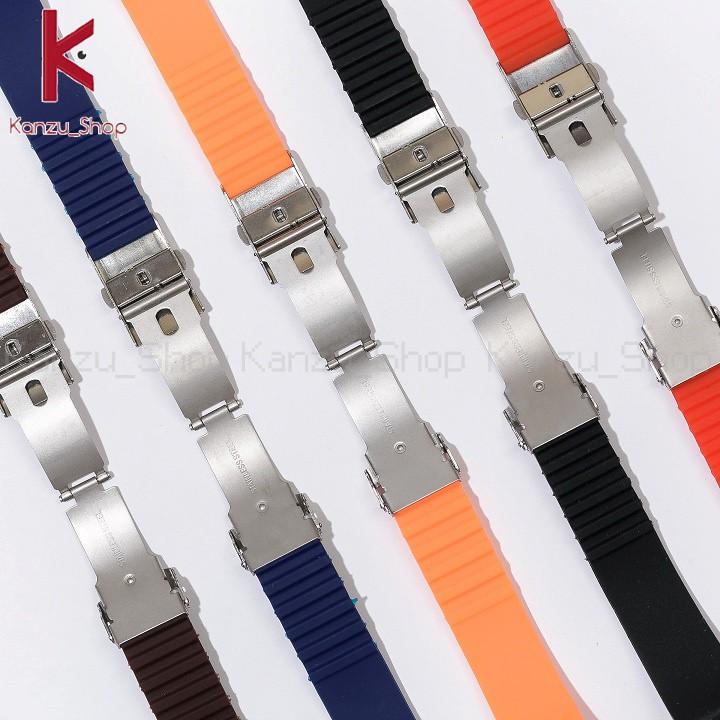 Dây đồng hồ cao su sọc dọc nhiều màu các size 16mm 18mm 20mm 22mm 24mm