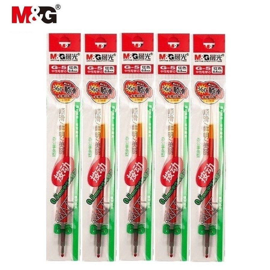 Set 5 bút gel nước M&amp;G GP1163 / Bút béo 1163 ngòi 0.5mm luyện viết chữ Hán tiếng Trung ruột thay G5