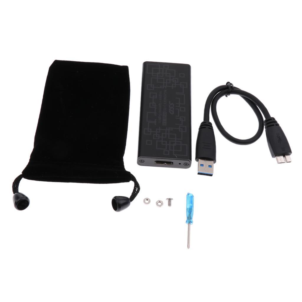 M.2 SSD to USB 3.0 External HDD Case Enclosure Adapter Converter Black