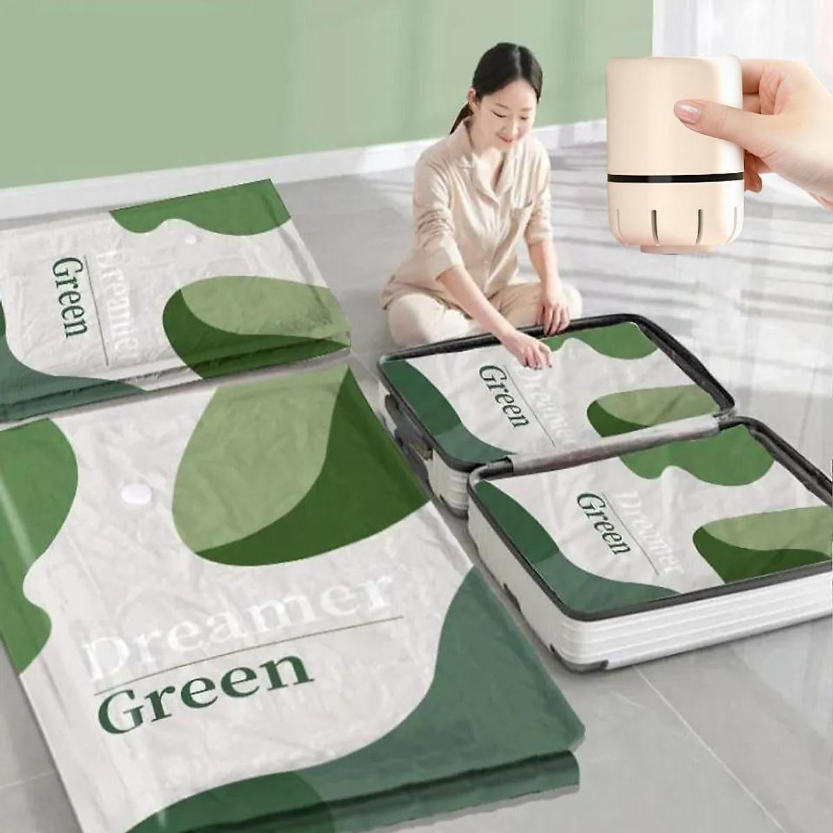 Máy Hút Chân Không Quần Áo Chăn Màn Tặng Kèm 6 Túi Hút Chuyên Dụng Chống Ẩm Mốc Bụi, Bảo Quản Quần Áo Chăn Gối Mền