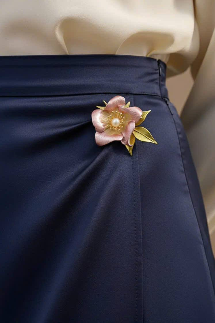 Trâm Cài Áo Vest, Áo Dài Hoa Đính Ngọc Trai Baroque Hồng thời trang thiết kế Hity ACC437