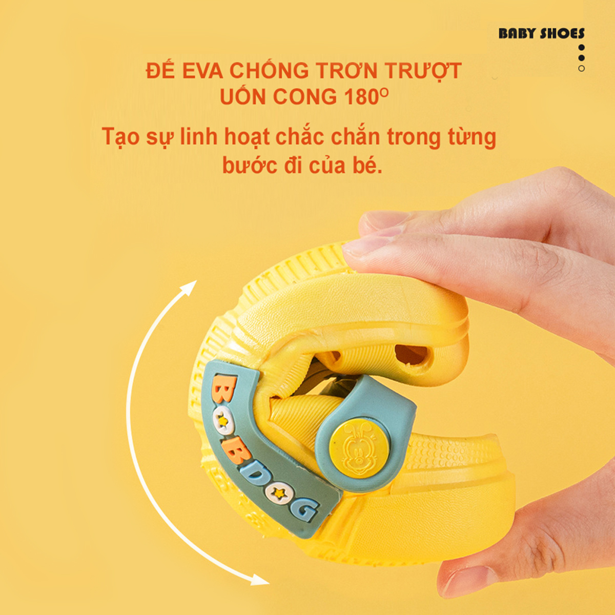 Dép Sục BobDog BD - 75A Siêu Mềm Siêu Nhẹ Chống Trơn Trượt Cho Bé Trai Bé Gái - 4 Màu Đính Sticker Mickey