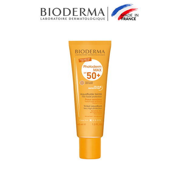 Kem chống nắng giảm bóng nhờn cho mọi loại da Bioderma Photoderm MAX Aquafluide Teinte Claire SPF 50+ - 40ml (Màu Light)