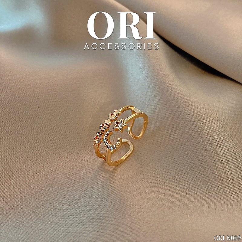 Nhẫn nữ Freesize Mặt trăng đính đá Nerissa thời trang ORI ACCESSORIES N009