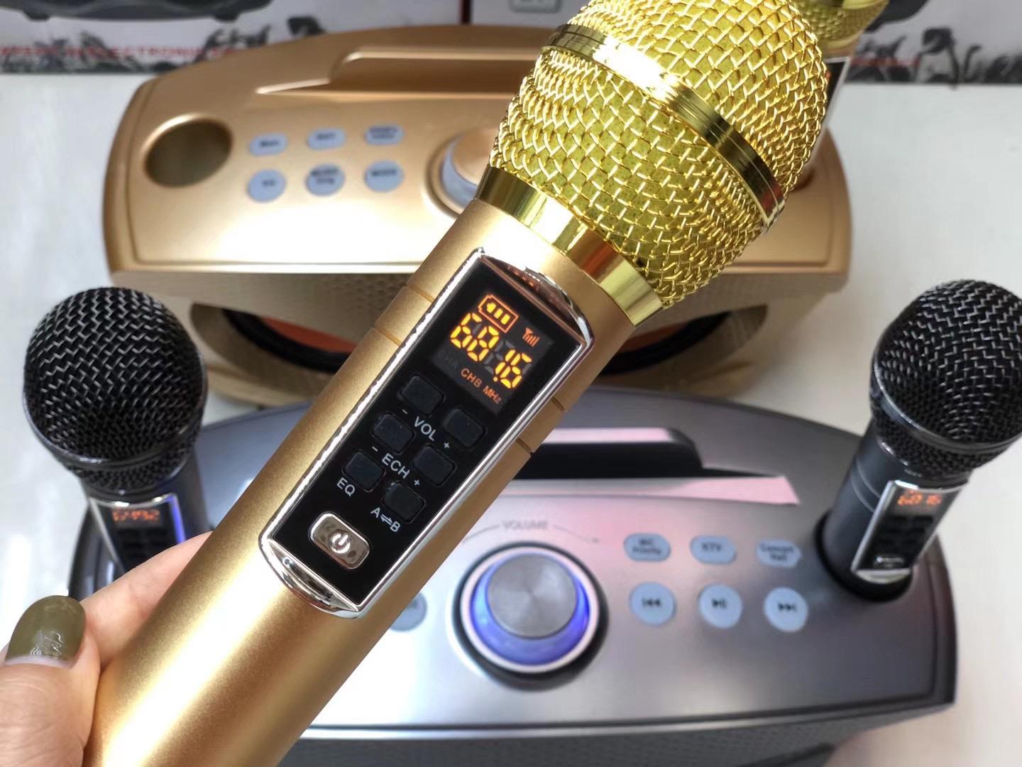 30W Cú Card Âm Thanh Boombox Có Micro Không Dây Ngoài Trời Loa Bluetooth Di Động Tất Cả Trong Một Kép Karaoke KTV Nhà Color: SD306plus Gold