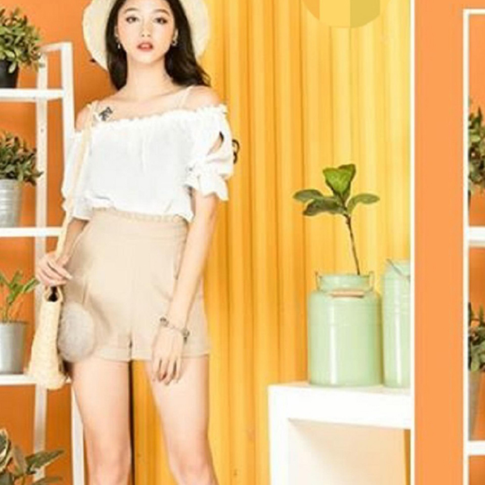 Aó thời trang bẹt vai tay xẻ rút